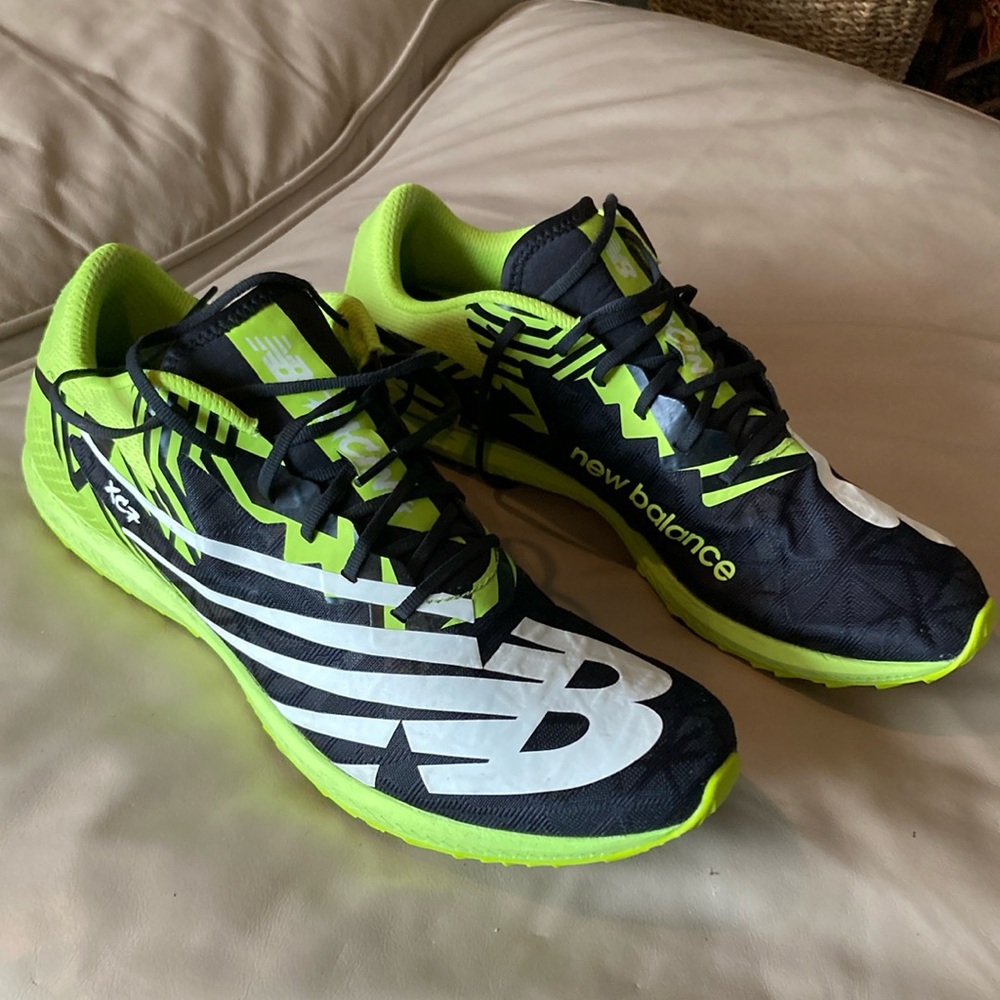New Balance Black and Neon Green Cross Country Running Shoes
